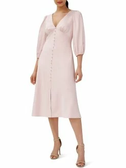 Promo 🔥 Adrianna Papell 👩 Womens Satin Midi Fit & Flare 👗 Dress 😀